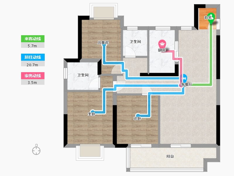 江西省-南昌市-鸿海水岸之城沁园-80.00-户型库-动静线