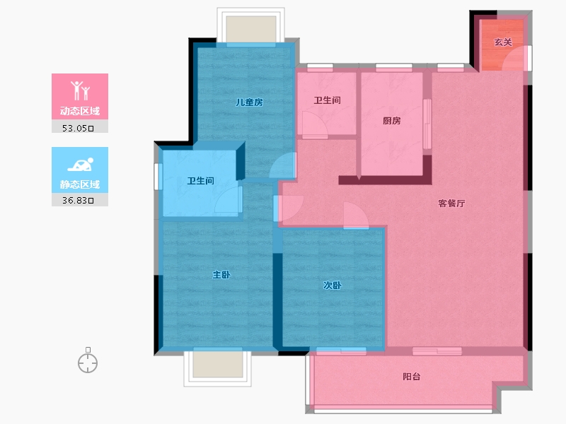 江西省-南昌市-鸿海水岸之城沁园-80.00-户型库-动静分区