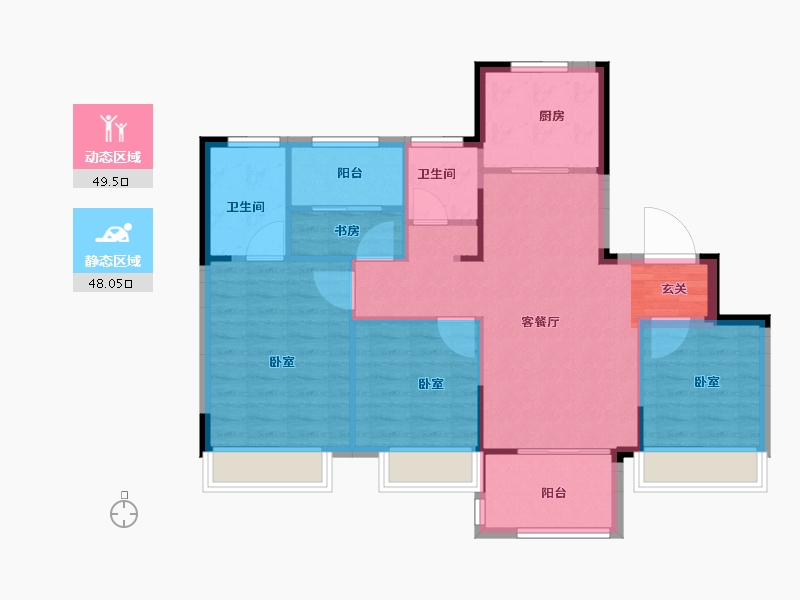 浙江省-嘉兴市-金科旭辉·公元城市-88.00-户型库-动静分区