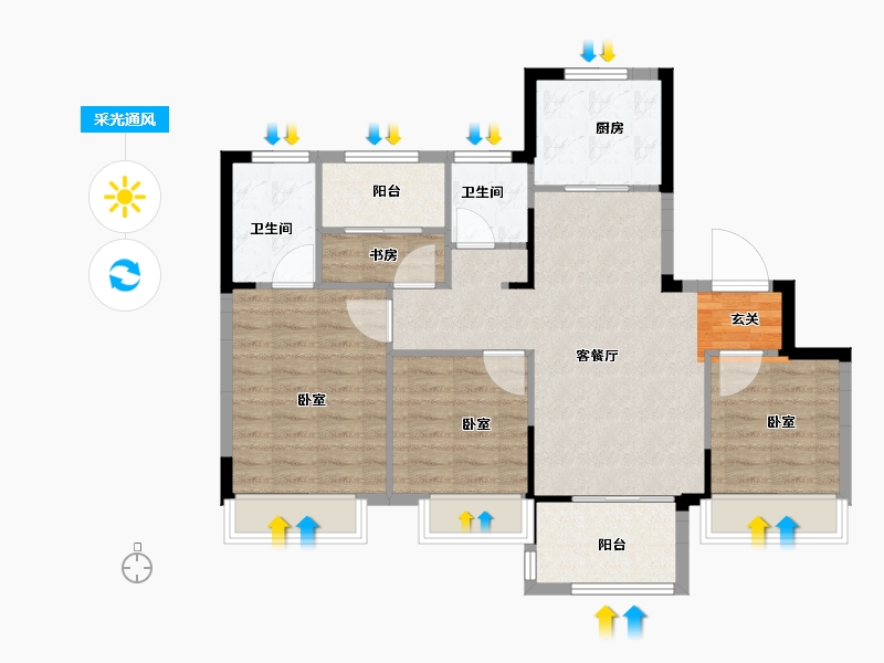 浙江省-嘉兴市-金科旭辉·公元城市-88.00-户型库-采光通风