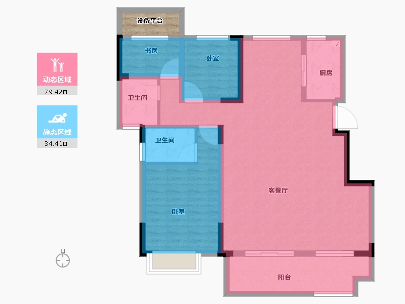 安徽省-合肥市-信达万振东方樾府-105.00-户型库-动静分区