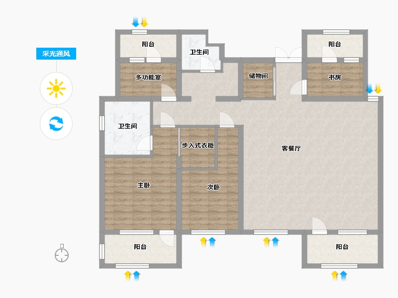 山东省-青岛市-中海樘院-128.00-户型库-采光通风