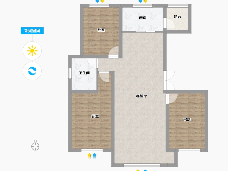 新疆维吾尔自治区-乌鲁木齐市-华源尚源贝阁-90.84-户型库-采光通风