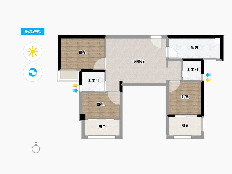 福建省-泉州市-鼎盛天玺-72.99-户型库-采光通风