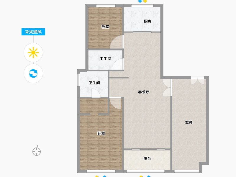 浙江省-嘉兴市-地盛新乐章-123.29-户型库-采光通风