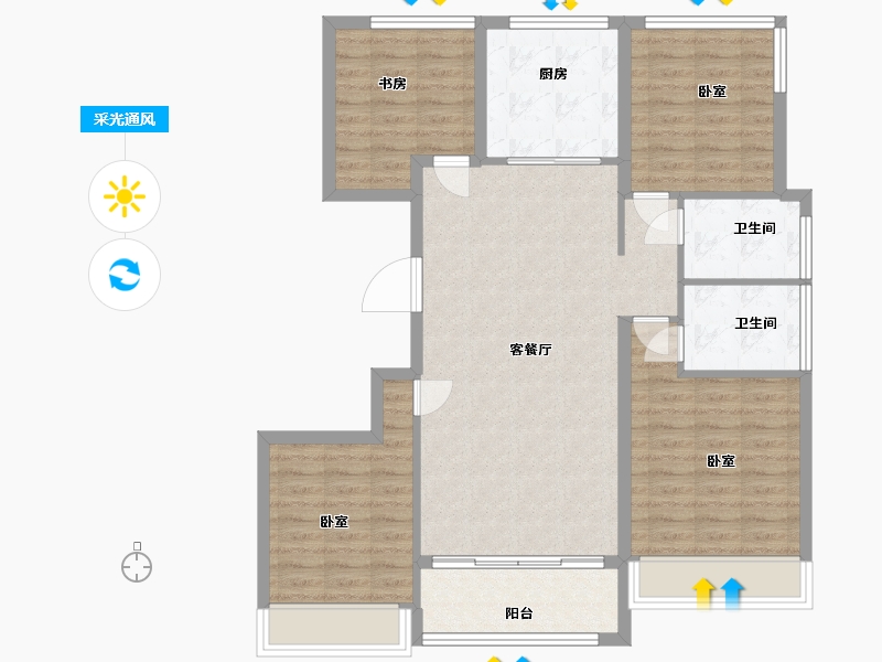 浙江省-温州市-中梁柏悦湾-102.00-户型库-采光通风