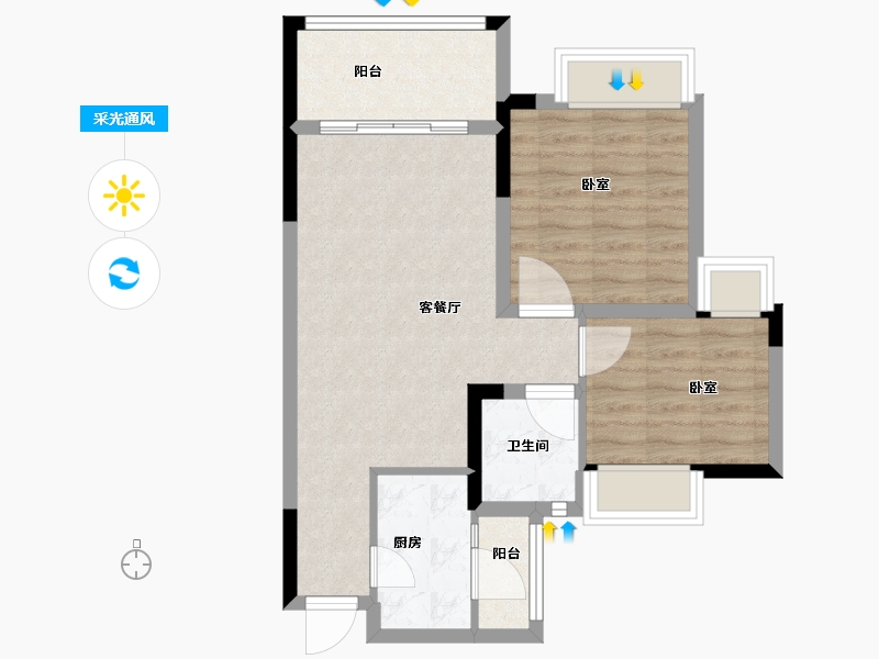 安徽省-芜湖市-信德悦城-62.00-户型库-采光通风