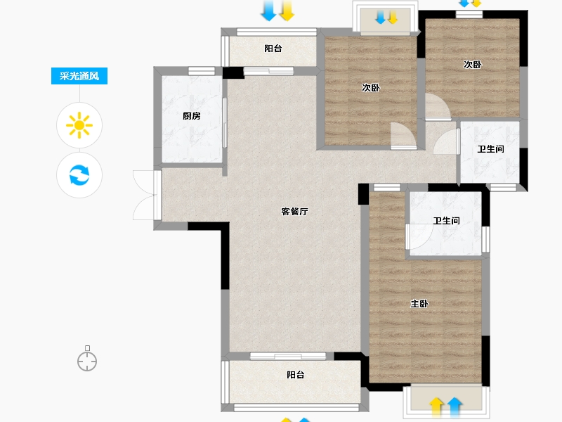 江西省-吉安市-浩城江上院-96.80-户型库-采光通风