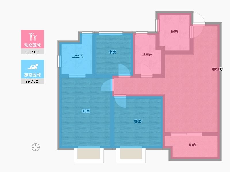 浙江省-温州市-瓯江国际新城-72.00-户型库-动静分区