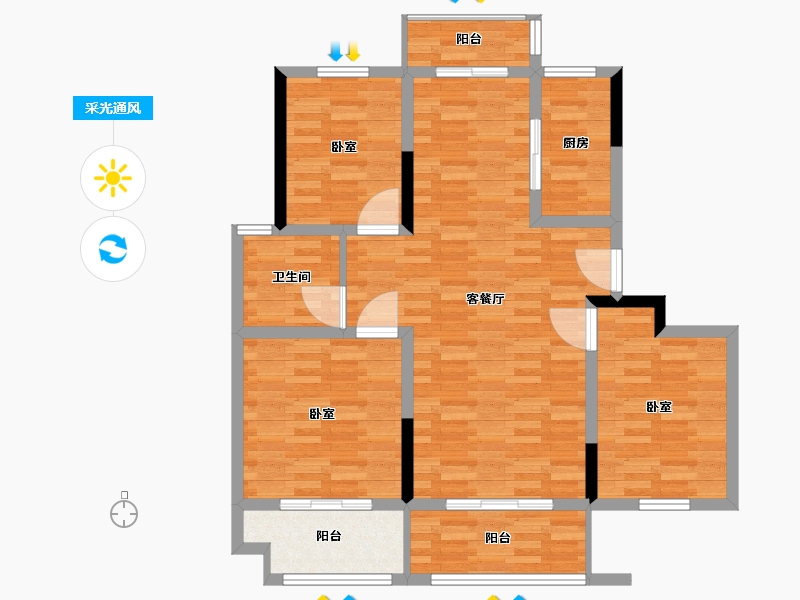 山东省-青岛市-剑桥小镇-94.01-户型库-采光通风