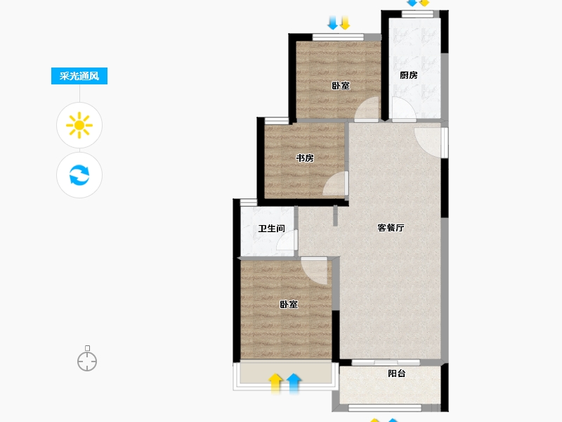 河南省-郑州市-银基国际旅游度假区-72.00-户型库-采光通风