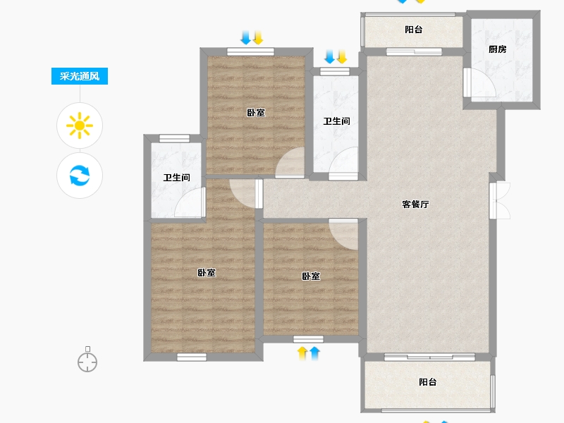 浙江省-嘉兴市-宝城都市-105.01-户型库-采光通风