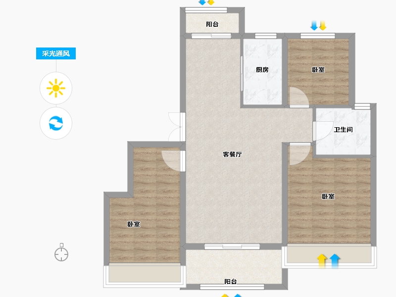 河南省-郑州市-银基国际旅游度假区-90.00-户型库-采光通风