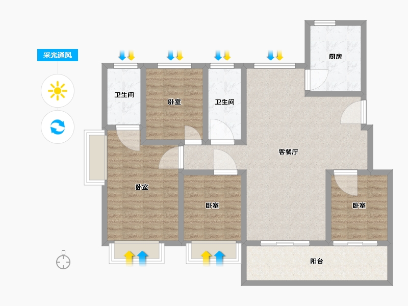 浙江省-温州市-瓯江国际新城-112.00-户型库-采光通风