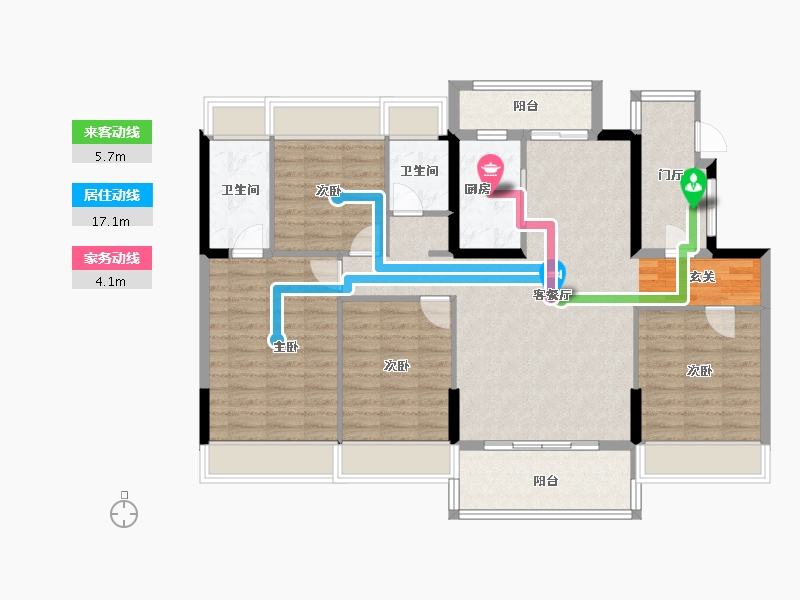 安徽省-滁州市-碧桂园十里春风-111.55-户型库-动静线