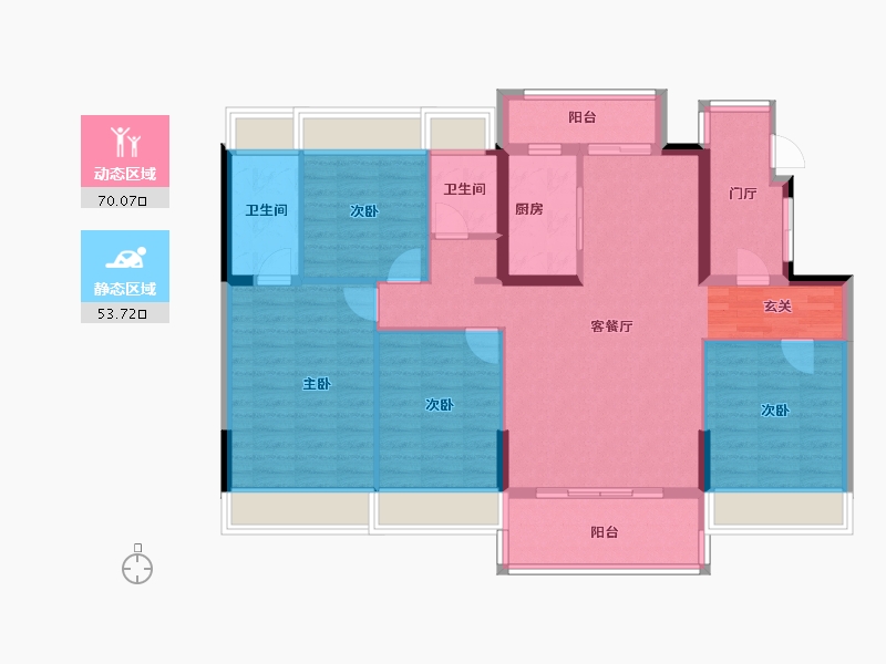 安徽省-滁州市-碧桂园十里春风-111.55-户型库-动静分区