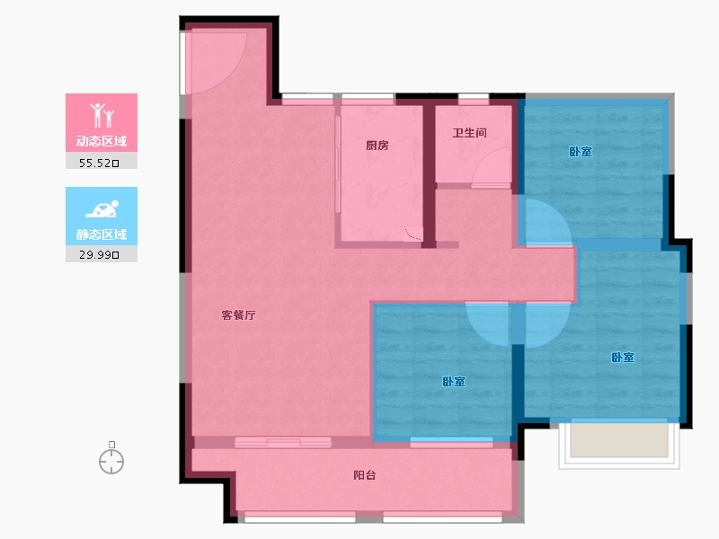 安徽省-合肥市-翡丽东方-75.99-户型库-动静分区