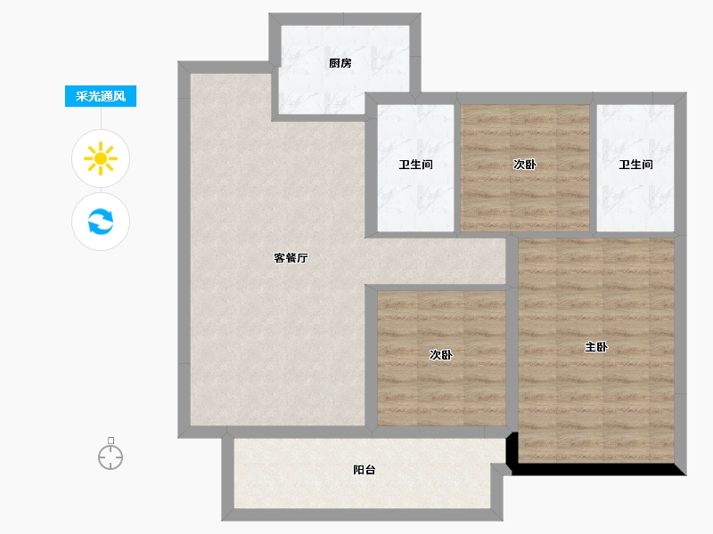 江西省-赣州市-嘉福·新天地-83.99-户型库-采光通风