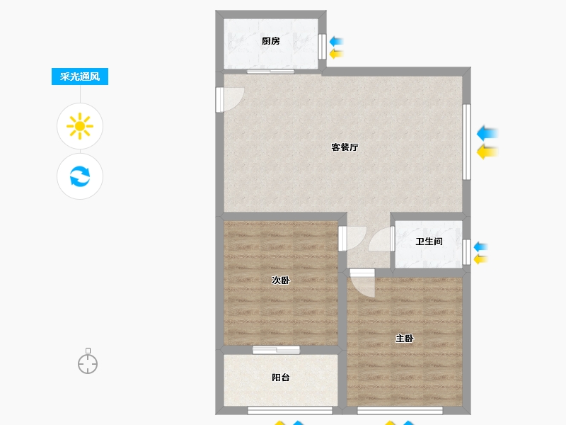 山东省-青岛市-明德小镇公寓-70.00-户型库-采光通风