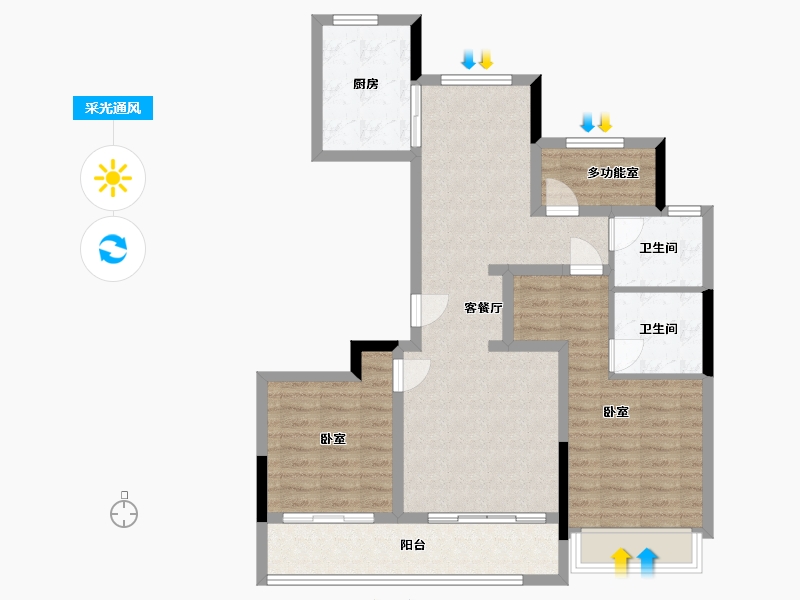 浙江省-杭州市-大家栖溪-89.31-户型库-采光通风