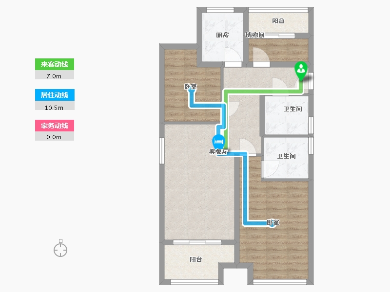 浙江省-杭州市-春江山居-74.57-户型库-动静线