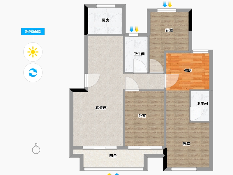 浙江省-湖州市-汎港润合-90.12-户型库-采光通风