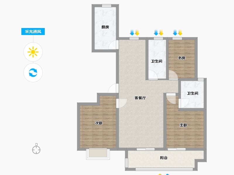 山东省-青岛市-联谊枫林小镇-106.61-户型库-采光通风