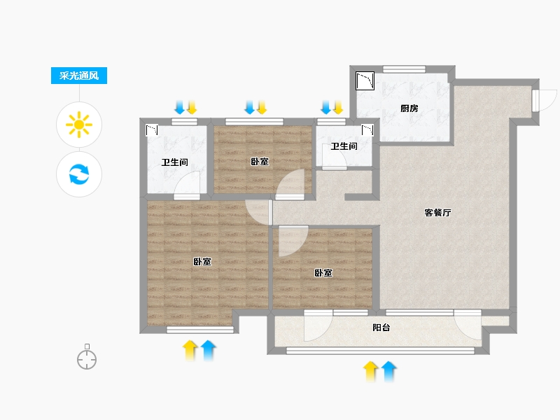 山东省-滨州市-滨州天泰·公园壹号-100.00-户型库-采光通风