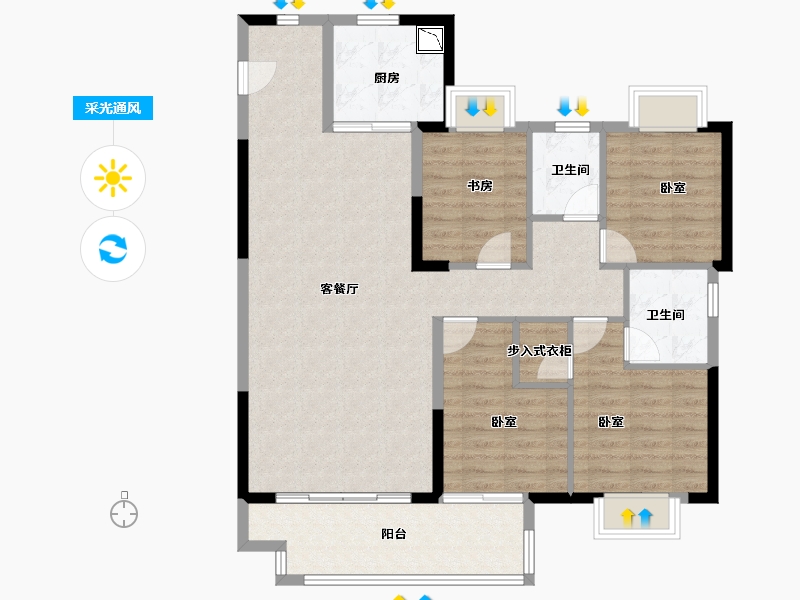 福建省-龙岩市-融创玖峯台-107.00-户型库-采光通风