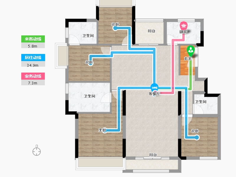 安徽省-滁州市-珠江翰林雅院-127.00-户型库-动静线