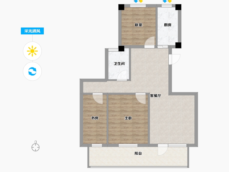 山东省-烟台市-状元府-79.86-户型库-采光通风