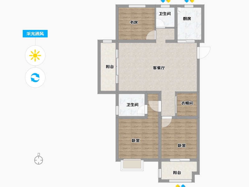 安徽省-合肥市-中国铁建清溪国际樾园-101.00-户型库-采光通风