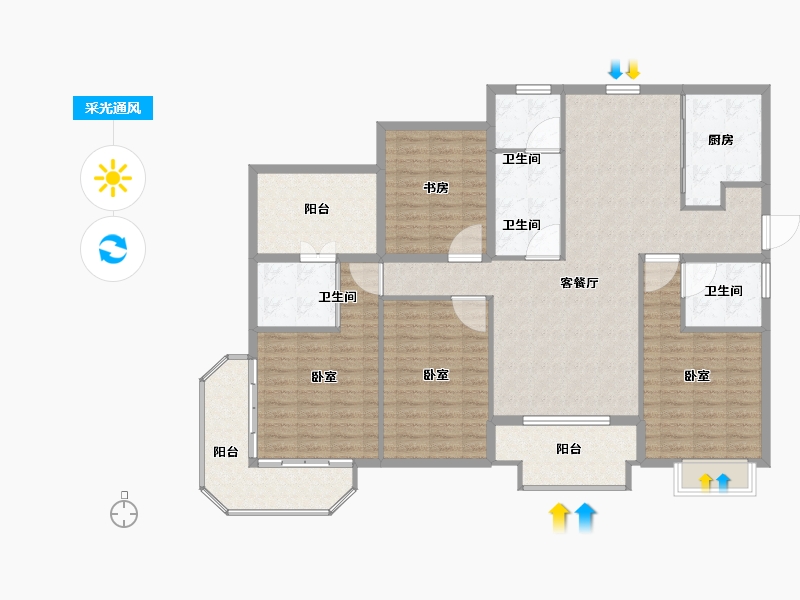 浙江省-嘉兴市-元宝湾二期-146.01-户型库-采光通风