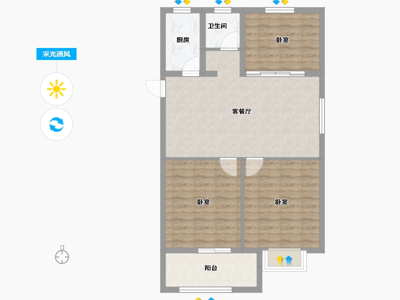 浙江省-嘉兴市-元宝湾二期-77.83-户型库-采光通风