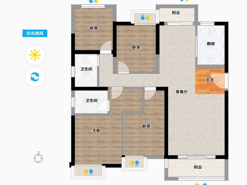 福建省-漳州市-禹洲雍江府-102.79-户型库-采光通风