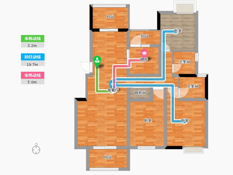 江苏省-镇江市-万科蓝山生活汇-102.00-户型库-动静线