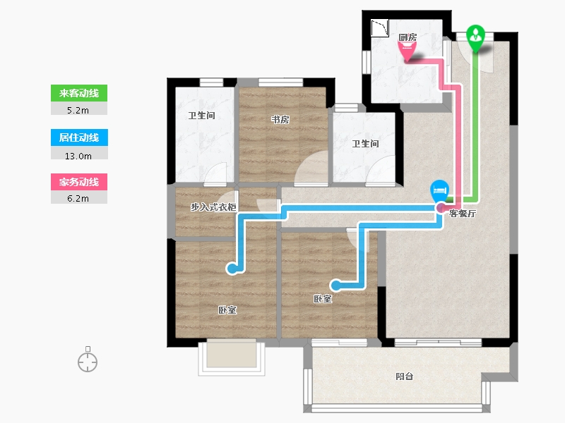 福建省-龙岩市-融创玖峯台-82.00-户型库-动静线