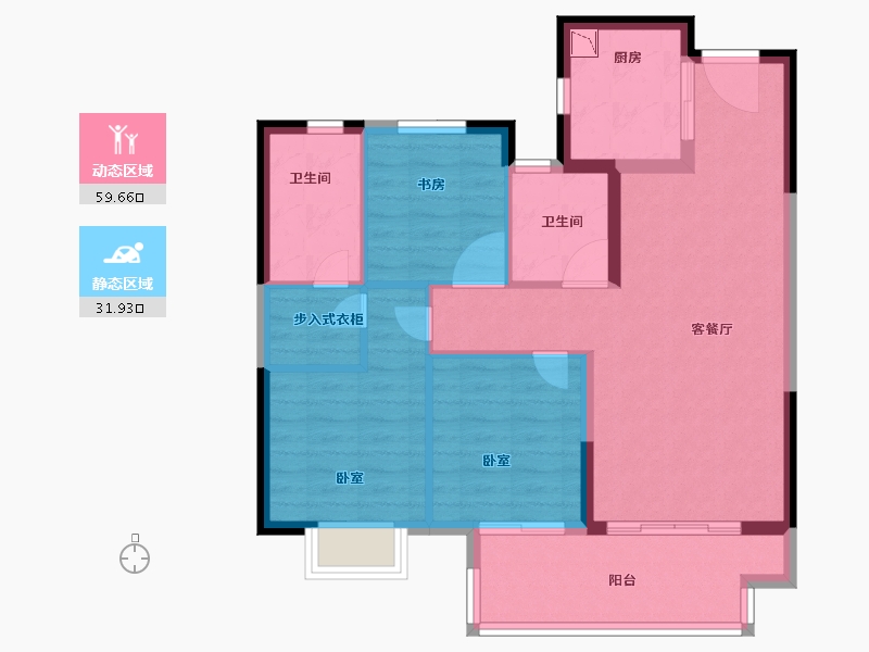 福建省-龙岩市-融创玖峯台-82.00-户型库-动静分区