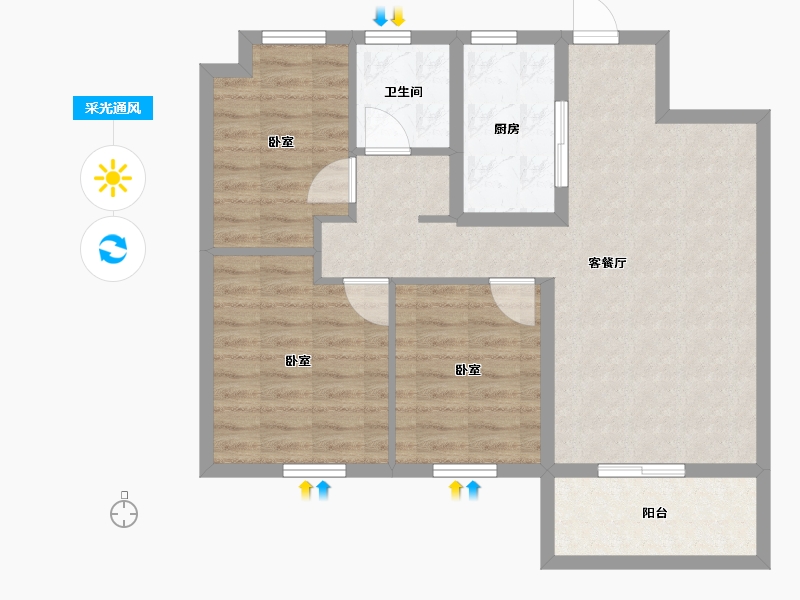 江苏省-镇江市-万科蓝山生活汇-78.00-户型库-采光通风