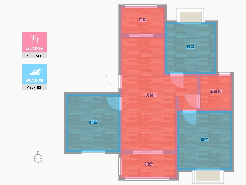 江苏省-镇江市-龙湾华府·中天府-86.99-户型库-动静分区