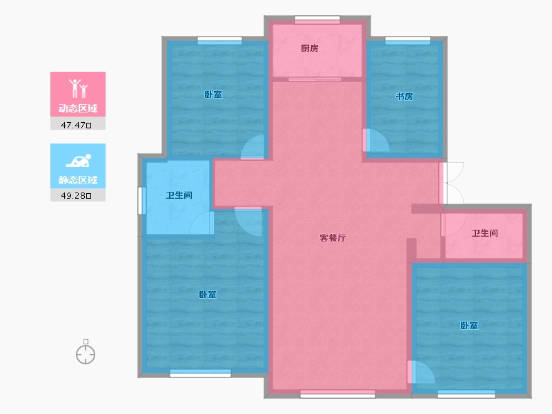 新疆维吾尔自治区-乌鲁木齐市-绿谷春天2期-86.17-户型库-动静分区