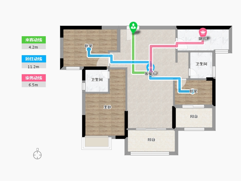 福建省-泉州市-禹洲嘉誉风华-85.82-户型库-动静线