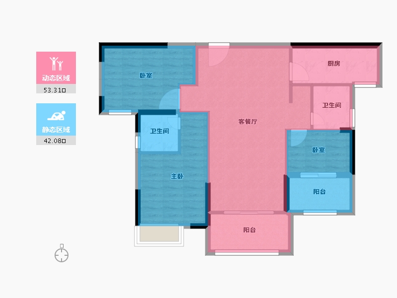 福建省-泉州市-禹洲嘉誉风华-85.82-户型库-动静分区