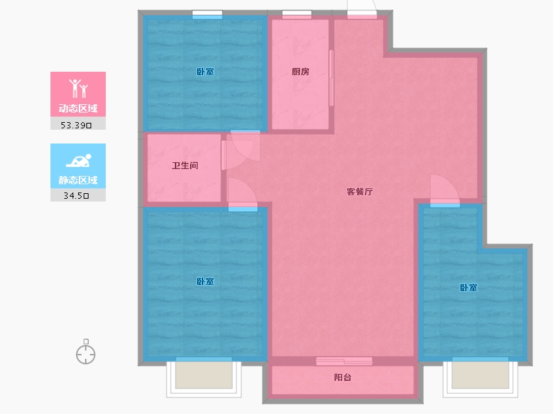 宁夏回族自治区-银川市-天骏.云景苑-78.53-户型库-动静分区