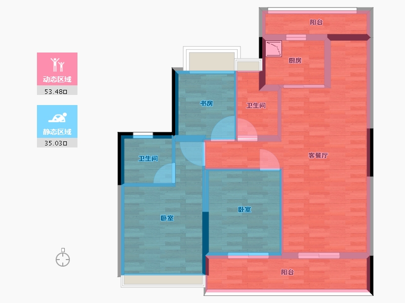 浙江省-杭州市-大家坤和美筑-77.92-户型库-动静分区