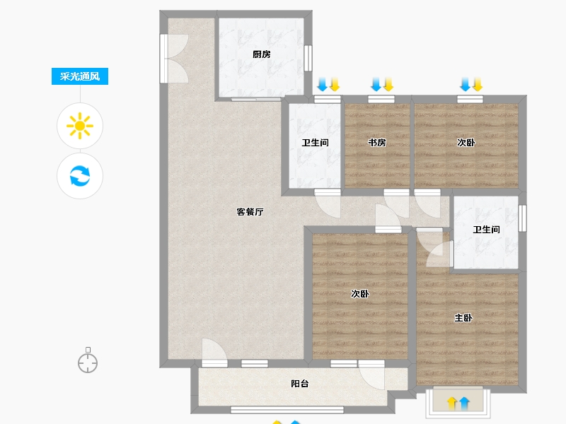 山东省-青岛市-保利源诚领秀海-114.00-户型库-采光通风