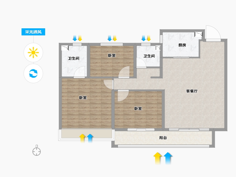 山东省-滨州市-滨州天泰·公园壹号-110.00-户型库-采光通风