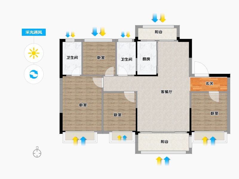 浙江省-嘉兴市-碧桂园海湾1号-114.00-户型库-采光通风