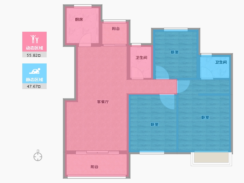 安徽省-芜湖市-信德悦城-92.74-户型库-动静分区