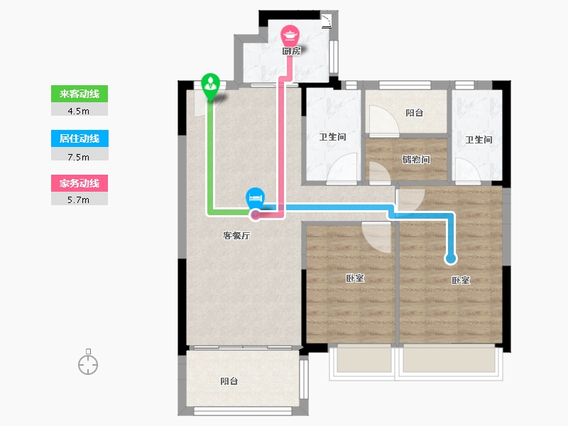 浙江省-嘉兴市-碧桂园海湾1号-77.00-户型库-动静线